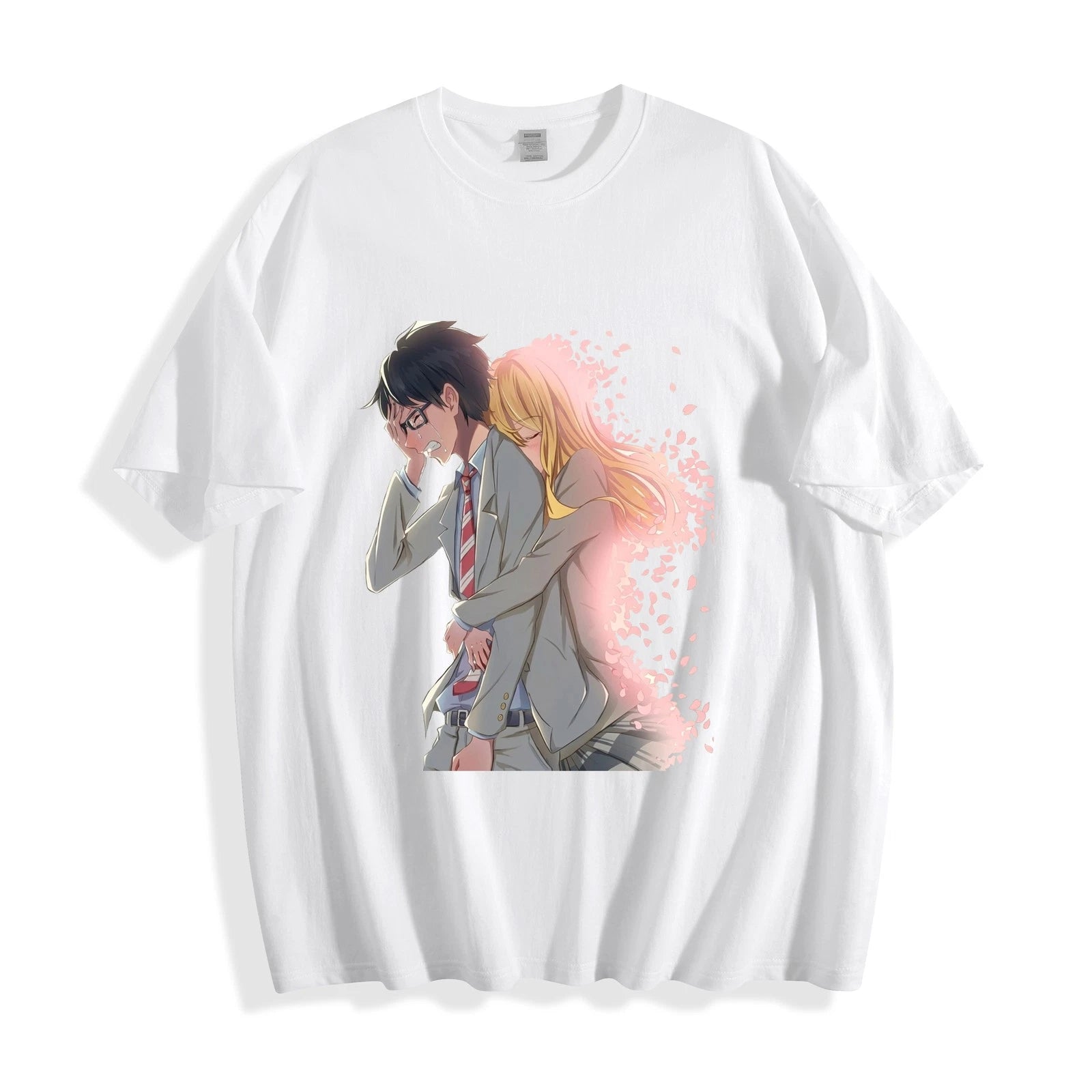 Your Lie in April Arima Kousei & Kaori Miyazono Cherry Blossom Hug T-Shirt