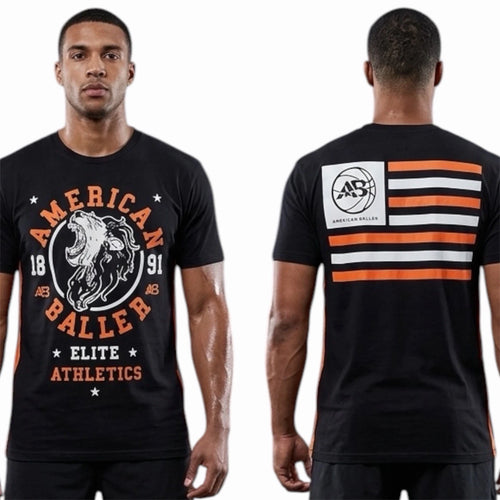 $40 AMERICAN FIGHTER BALLER Black ROAR  Athletic Basketball Graphic T-shirt NWT