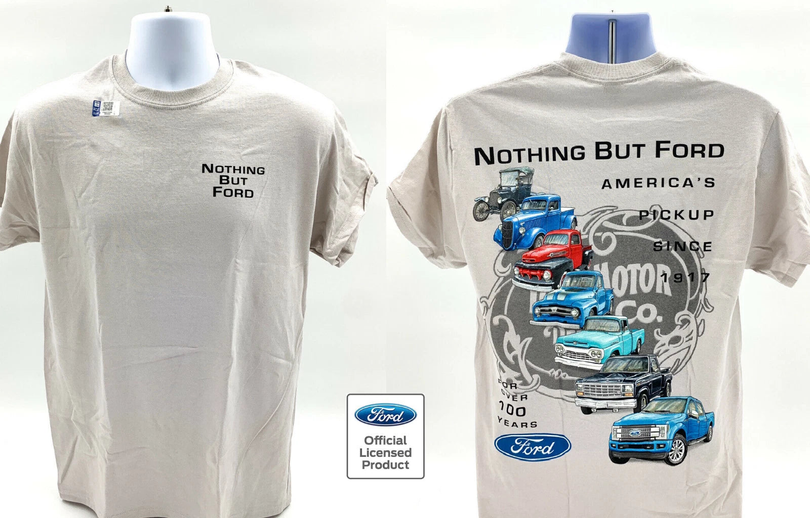 Ford Truck Generations T-Shirt - Ice Gray w/ "Nothing But Ford" Script