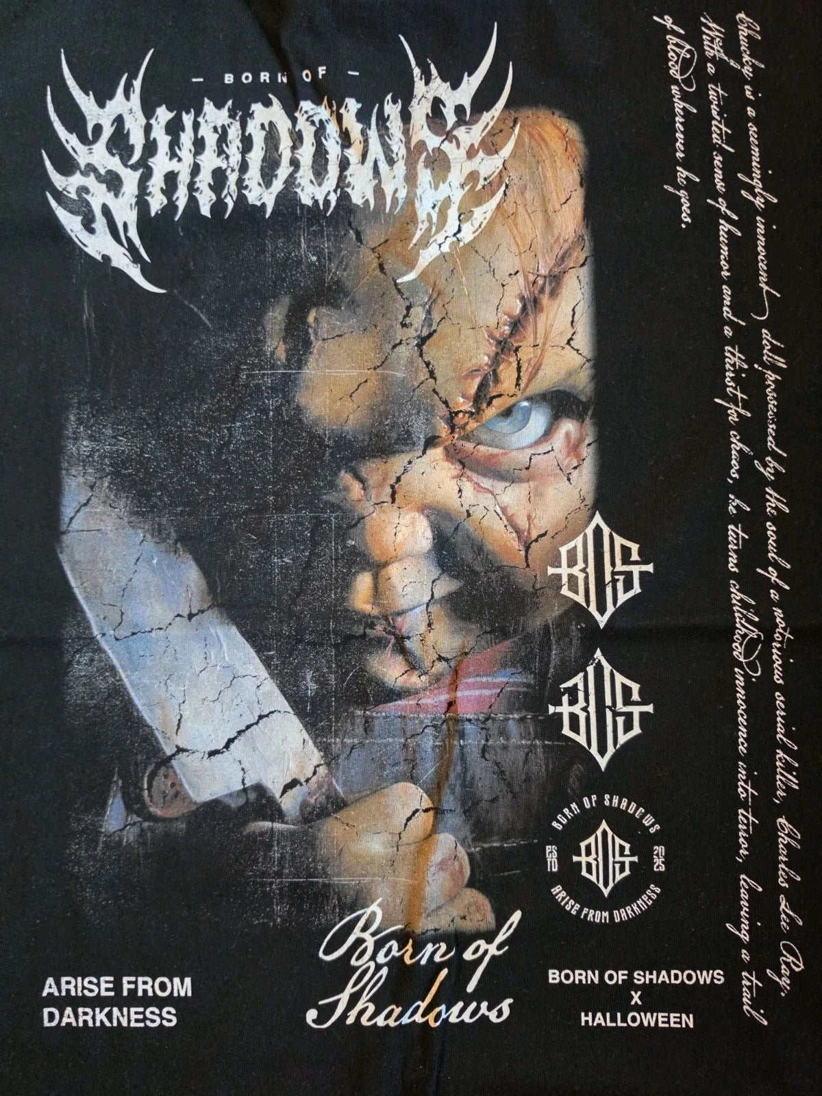 Born Of Shadows Horror Collection Chucky Premium T-Shirt Size Large Black