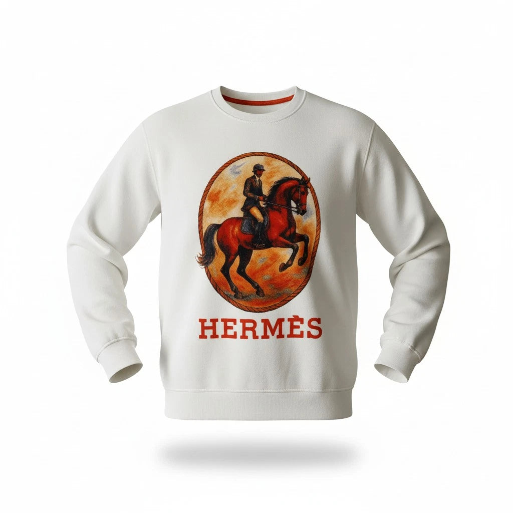 Men's Hermès T-Shirt White Long Sleeve Medium Size Chest 21"