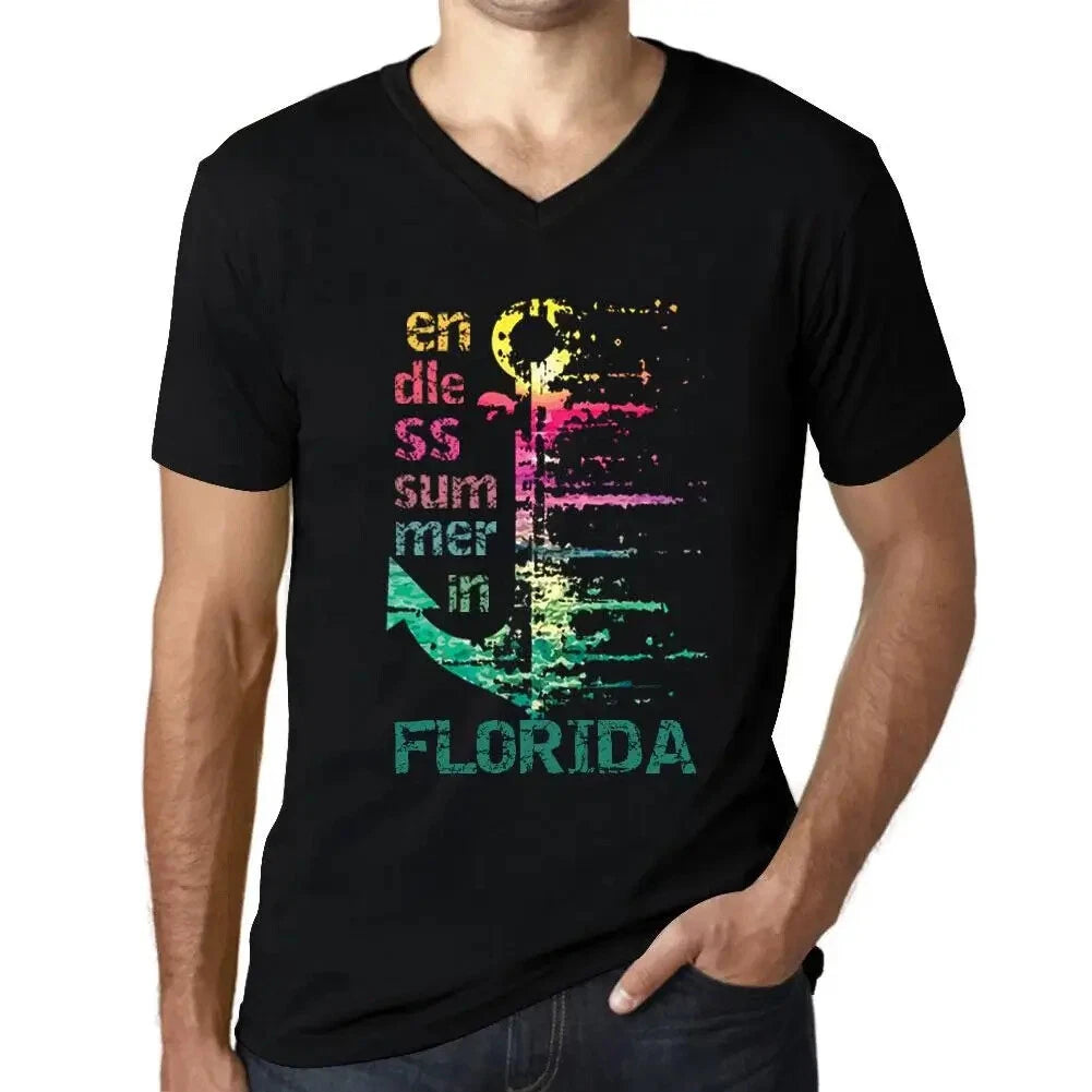 Men's Graphic T-Shirt V Neck Endless Summer In Florida Eco-Friendly Limited