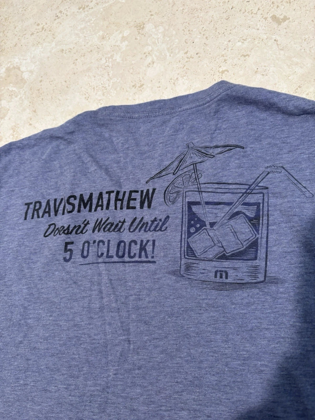 Travis Mathew Mens Casual Shirt Doesn’t Wait Until 5 O’ Clock Short Sleeve Large