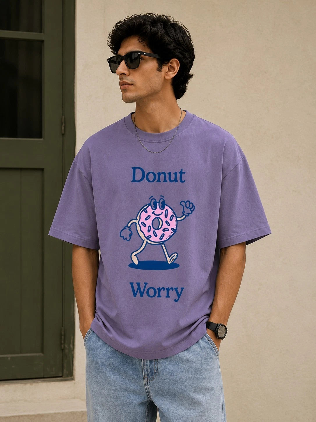 Matisse Donut Worry Cute Graphic Oversized T-Shirt Aesthetic Streetwear Tee