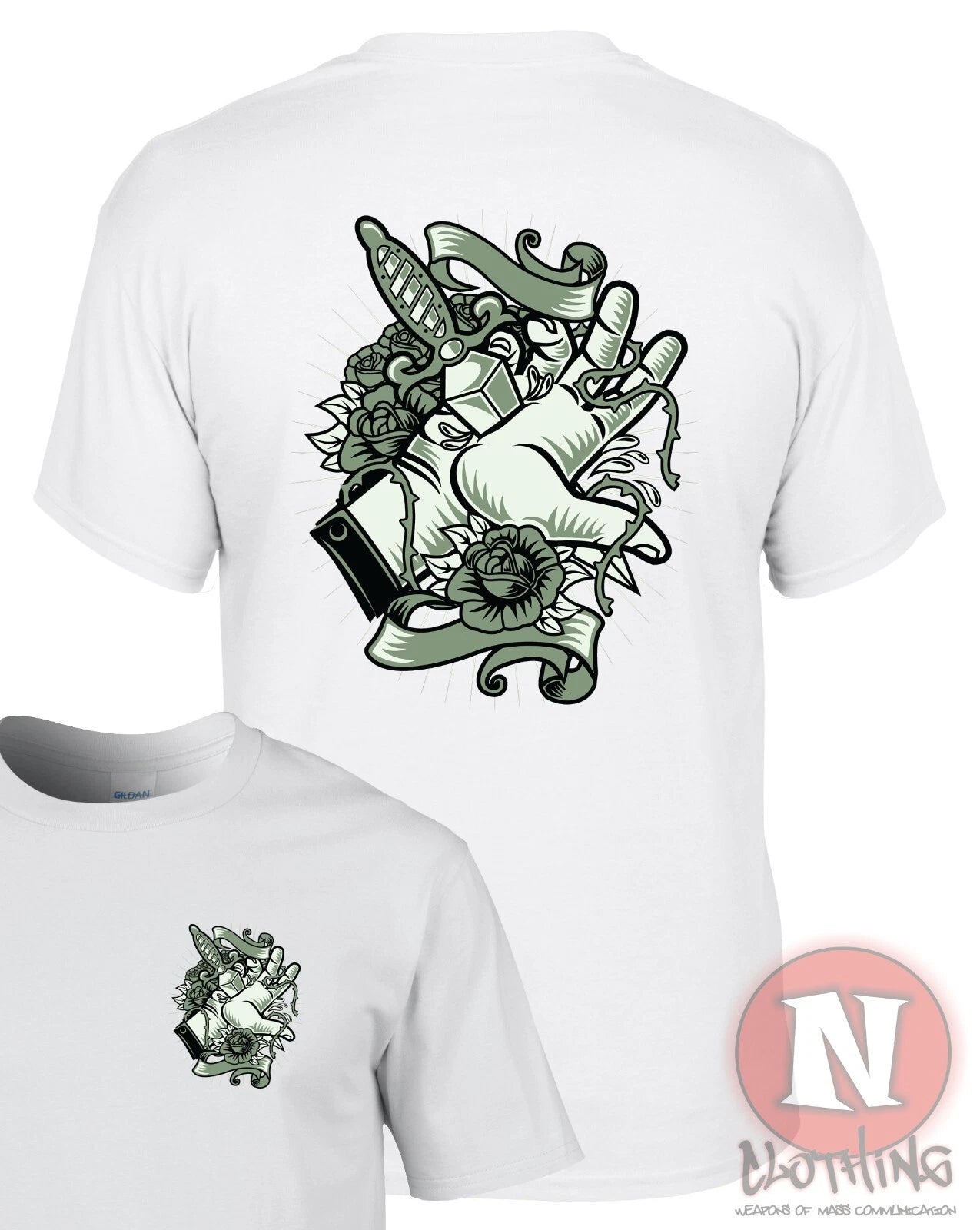 Cool graphic t-shirt rose thorn sacrifice graffiti style