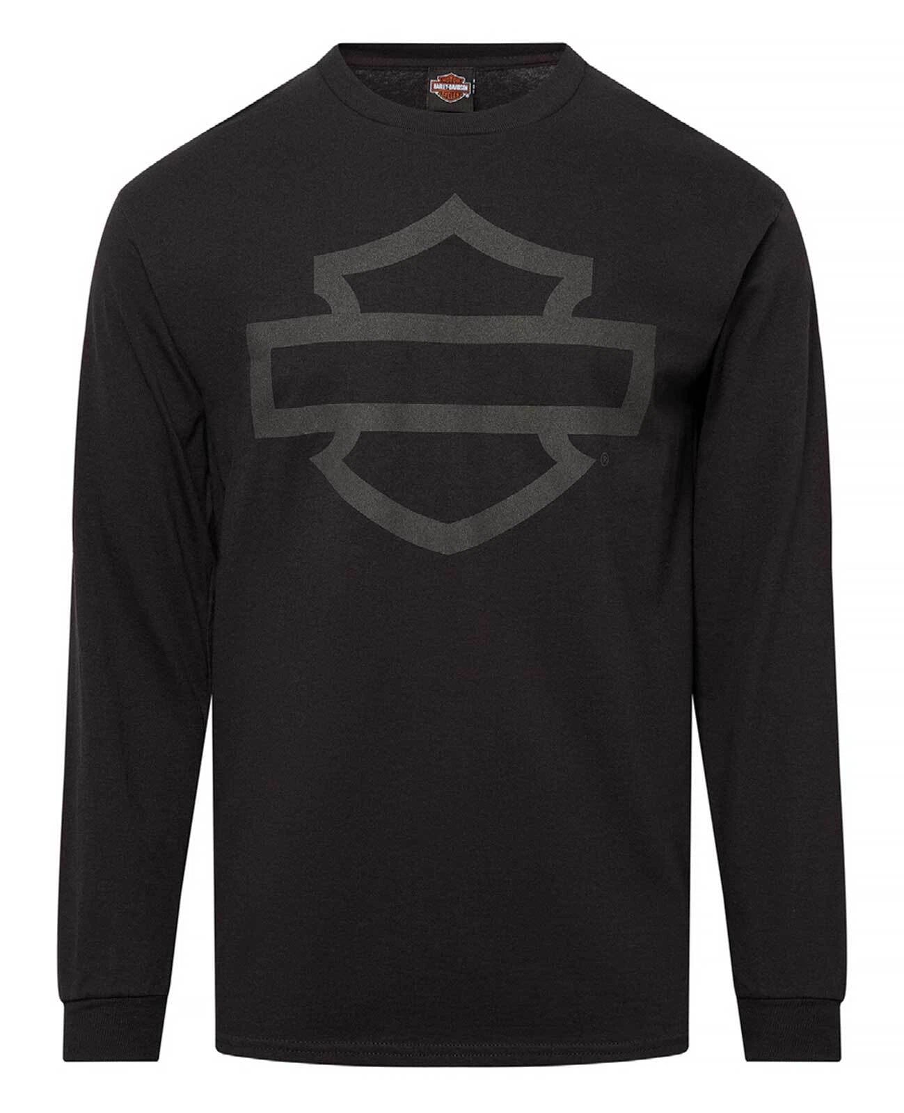 Harley-Davidson Men's Open Bar & Shield Long Sleeve Crew-Neck Shirt, Black