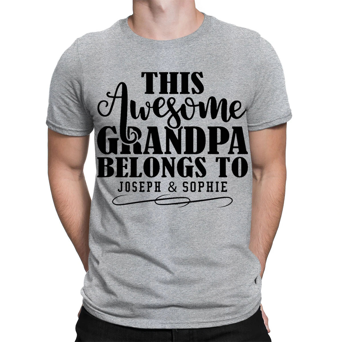 Personalised Any Names This Awesome Grandad Belongs To Custom Mens T-Shirt#TA-06