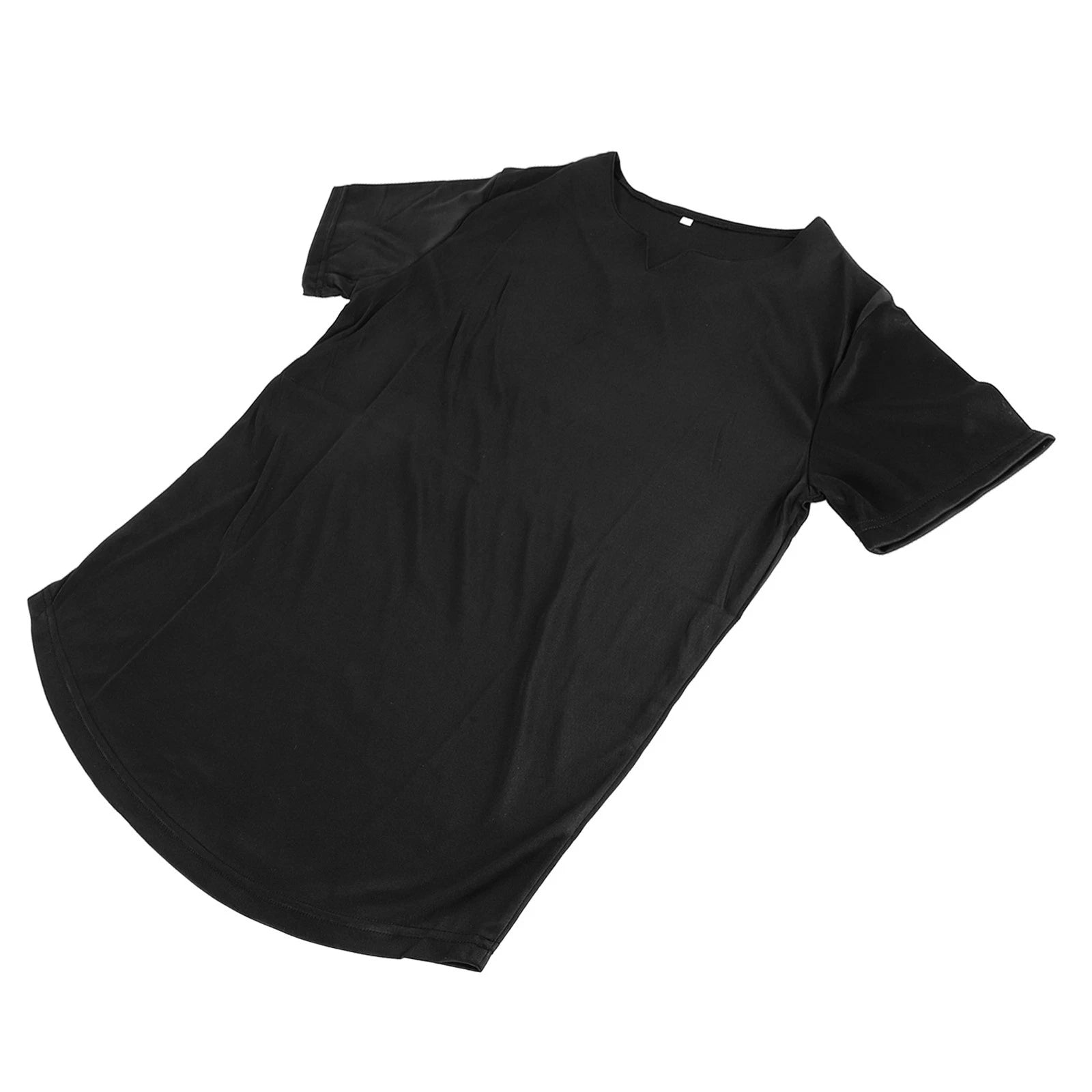 Men Short Sleeve Shirt V Neck Pure Color Pullover Slim Fit Short T Shirt For Su
