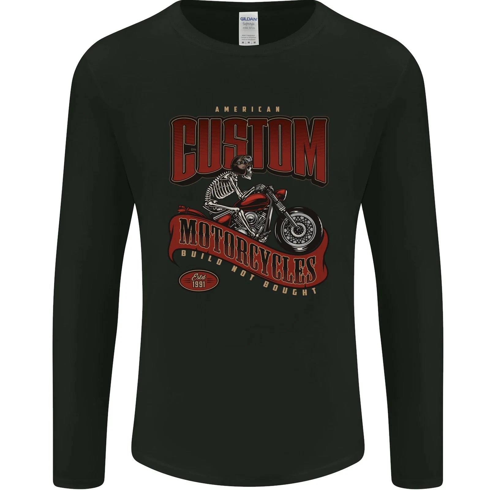 American Custom Motorcycles Biker Motorbike Mens Long Sleeve T-Shirt