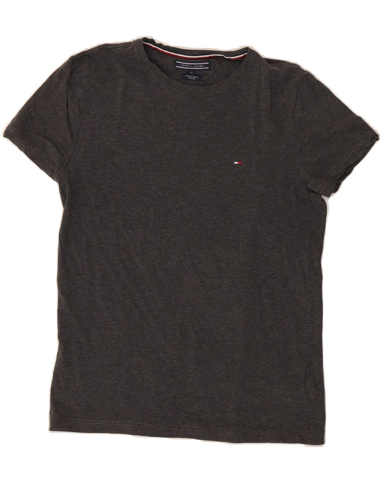 TOMMY HILFIGER Mens Slim Fit T-Shirt Top Medium Grey Cotton CZ13