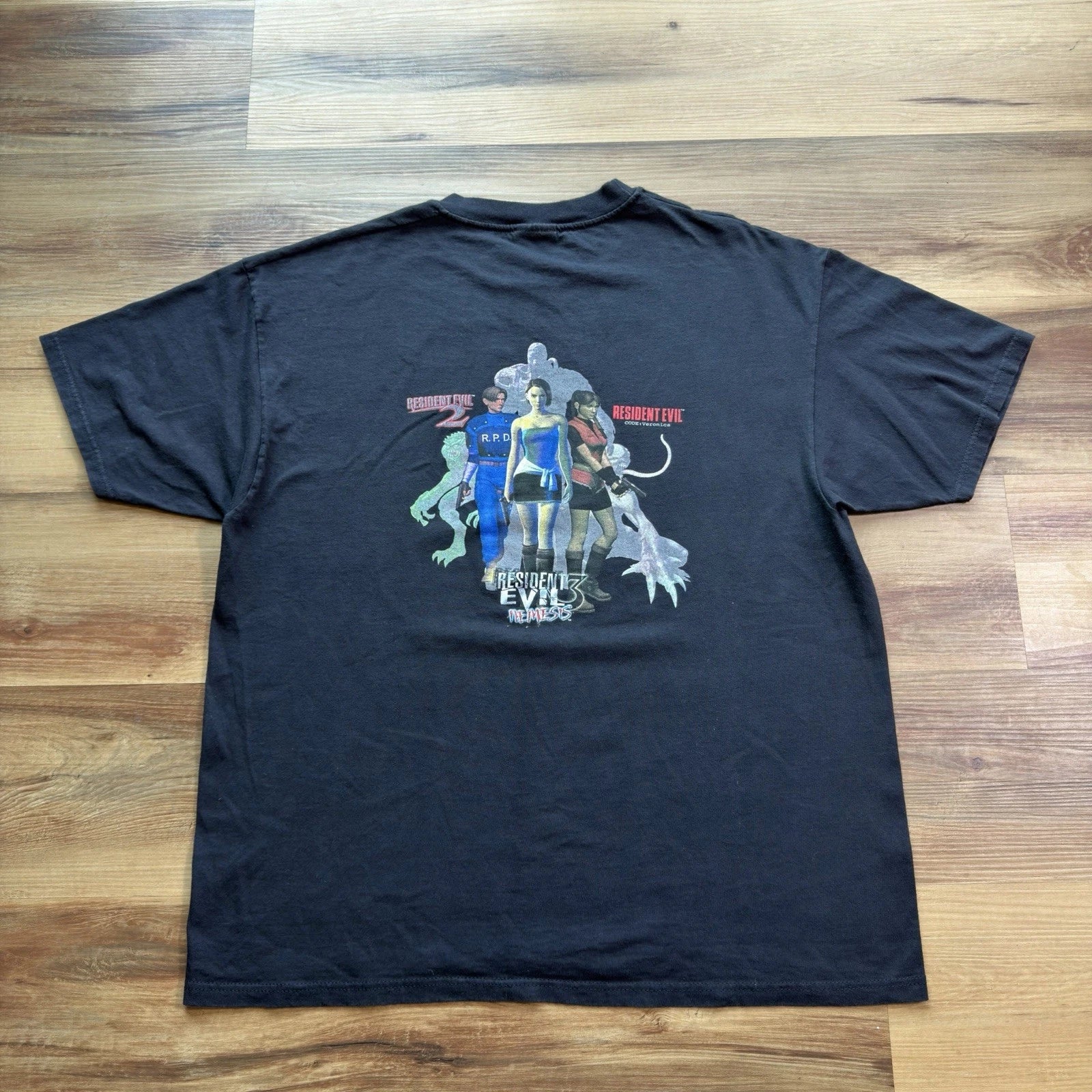 Vintage Resident Evil Nemesis CAPCOM Logo Graphic Video Game Promo Tee Black XL
