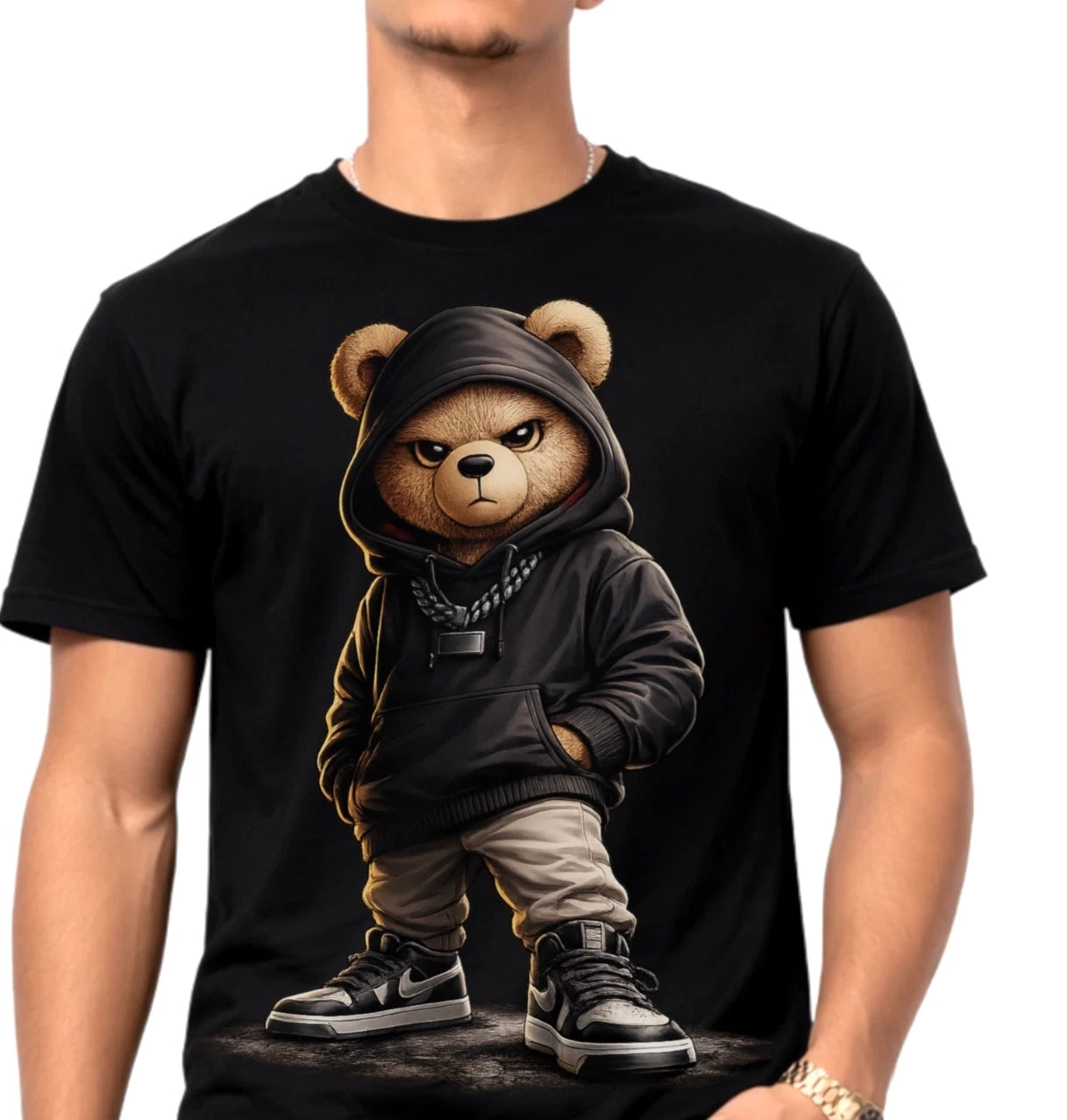Street Style Bear Graphic T-Shirt Urban Hip Hop Streetwear Tee
