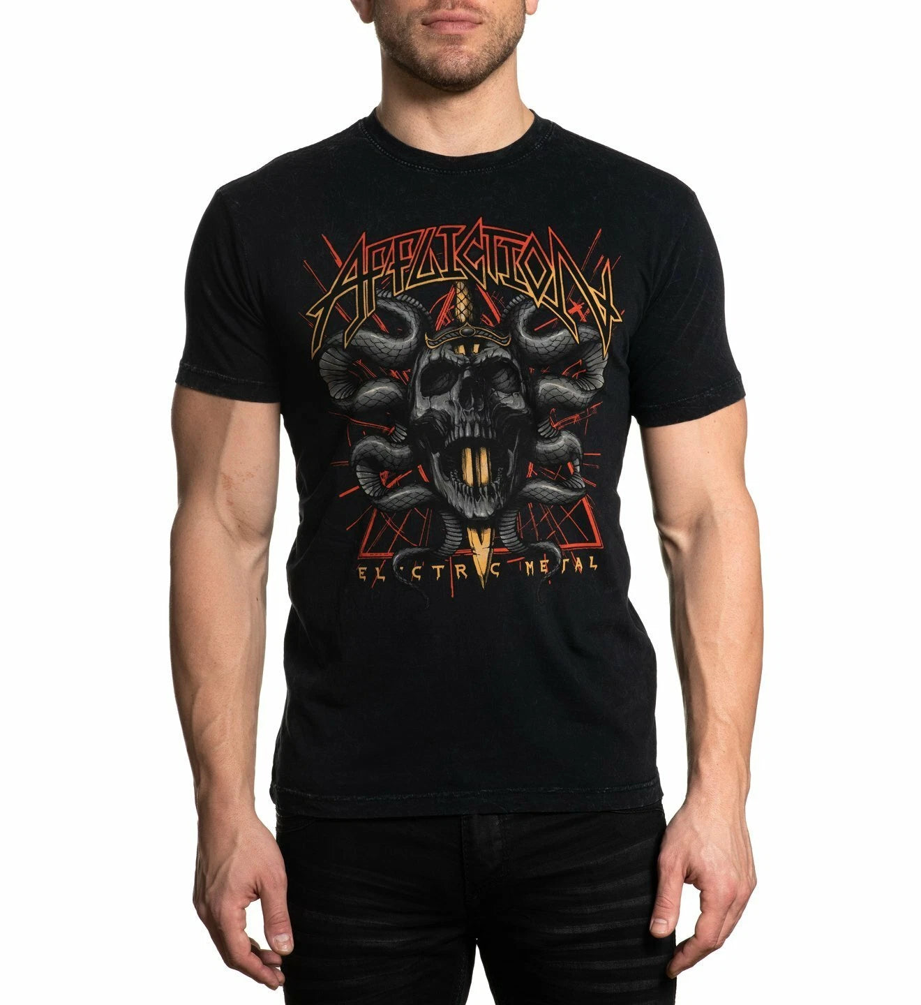 AFFLICTION Men's T-Shirt ELECTRIC METAL Premium Black Label Biker MMA