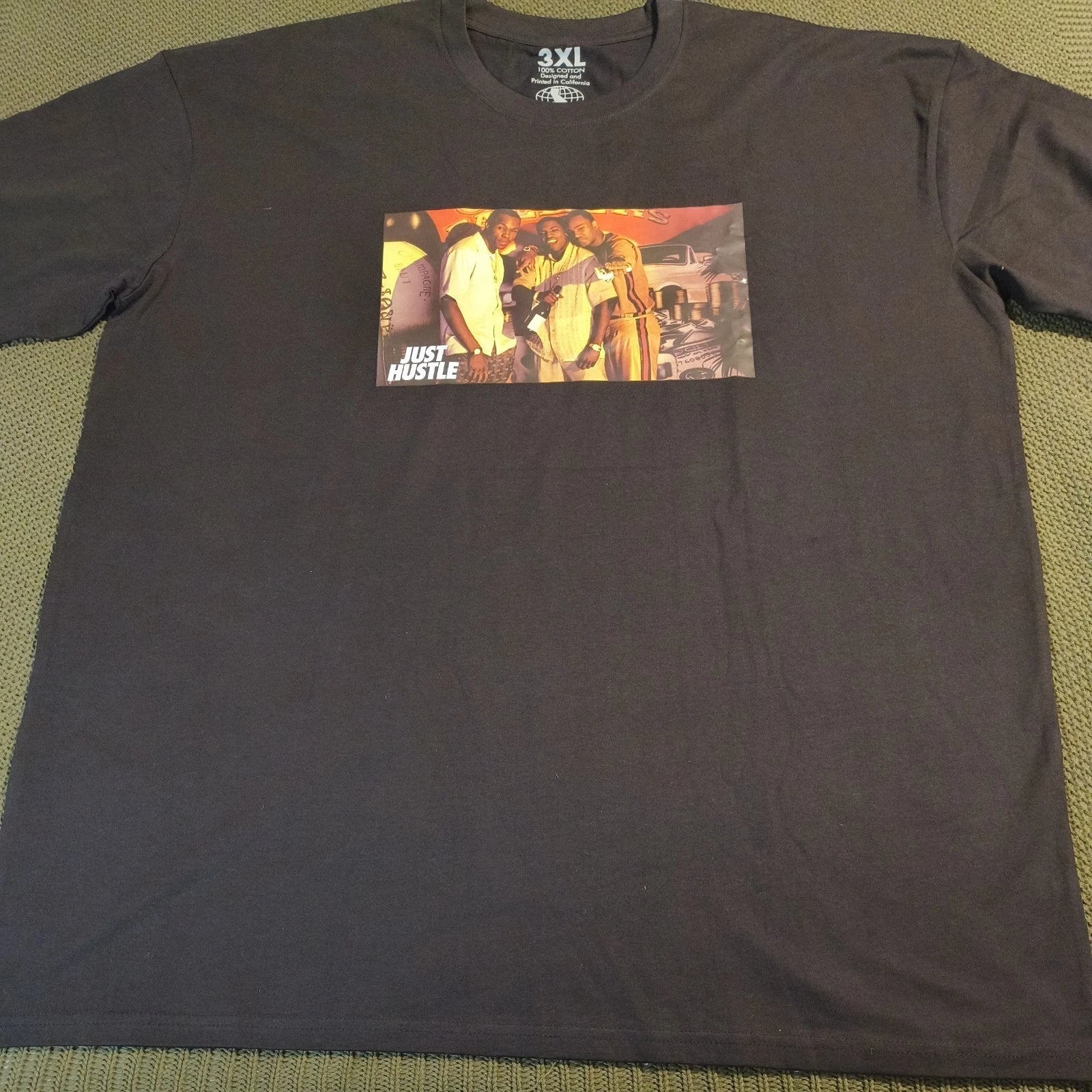Streetwear Official "Just Hustle" Black T Shirt Mens Size 3XL Black Graphic
