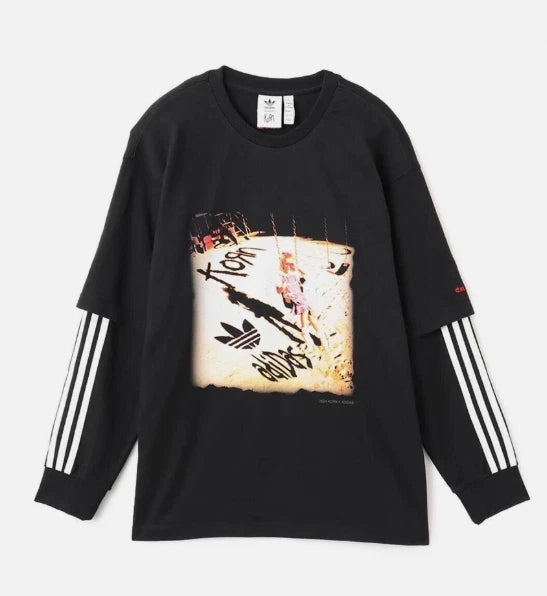 Adidas x KoRn Size LARGE Brand New Never Worn Long Sleeve Shirt Black - JG1338