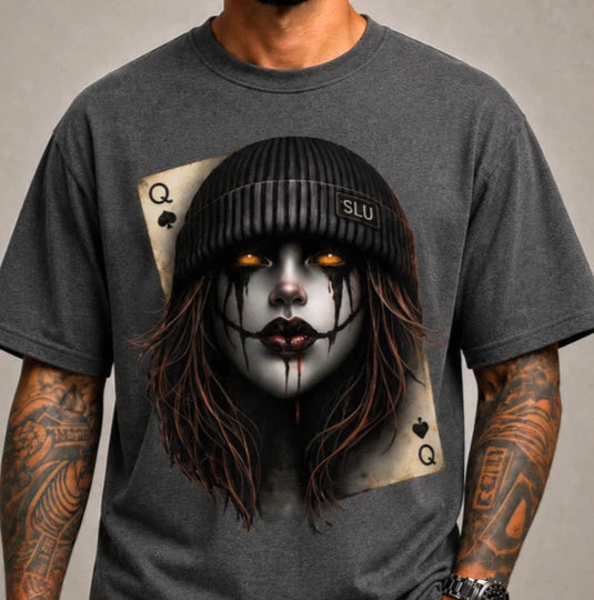 Gothic Clown Girl Shirt Dark Aesthetic Graphic Tee Emo Grunge Streetwear