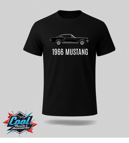 1966 Mustang Mens T Shirt Black Graphic Car Automotive Muscle