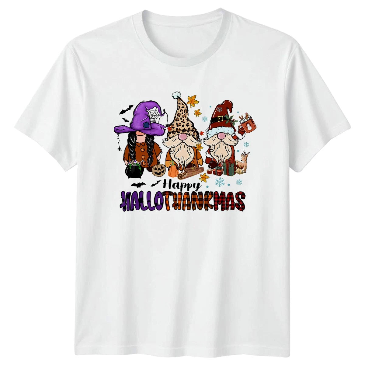 Happy Hallothanksmas Unisex T-Shirt Multi Holiday Gift For Him And Her