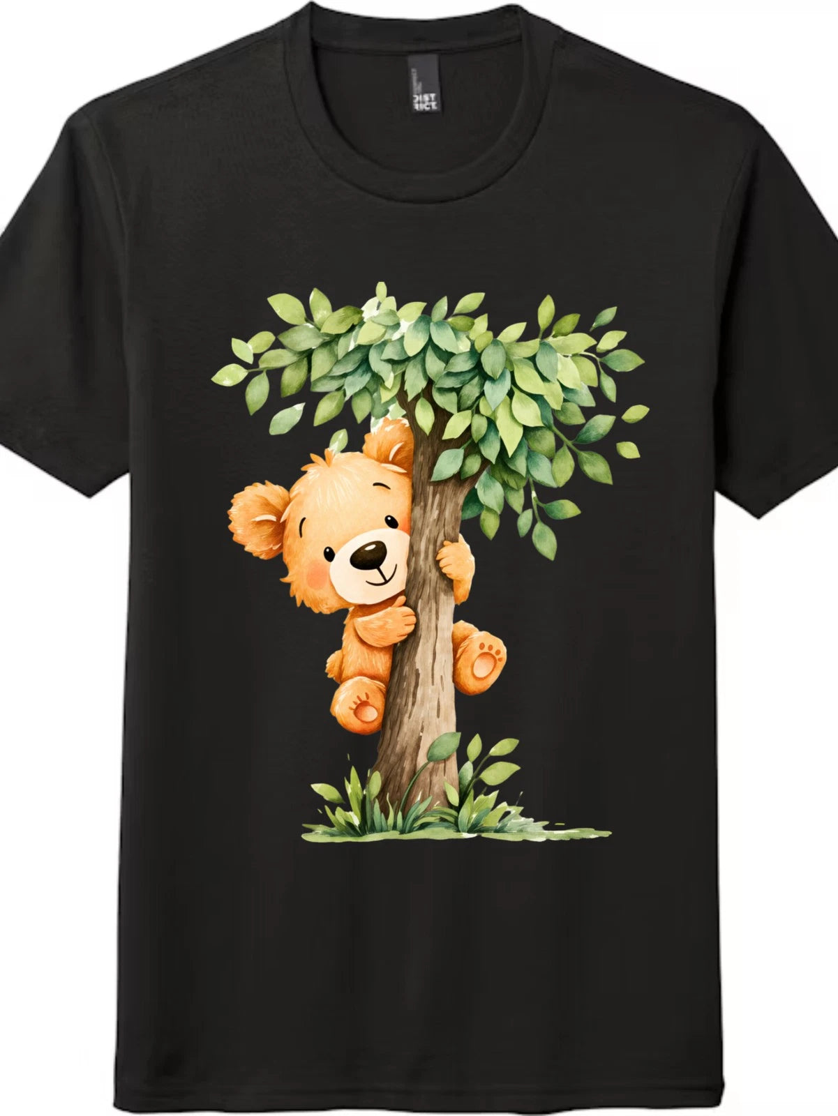 Cute Teddy Bear Hugging Tree Graphic Tee | Casual Unisex Shirt for Daily Wear