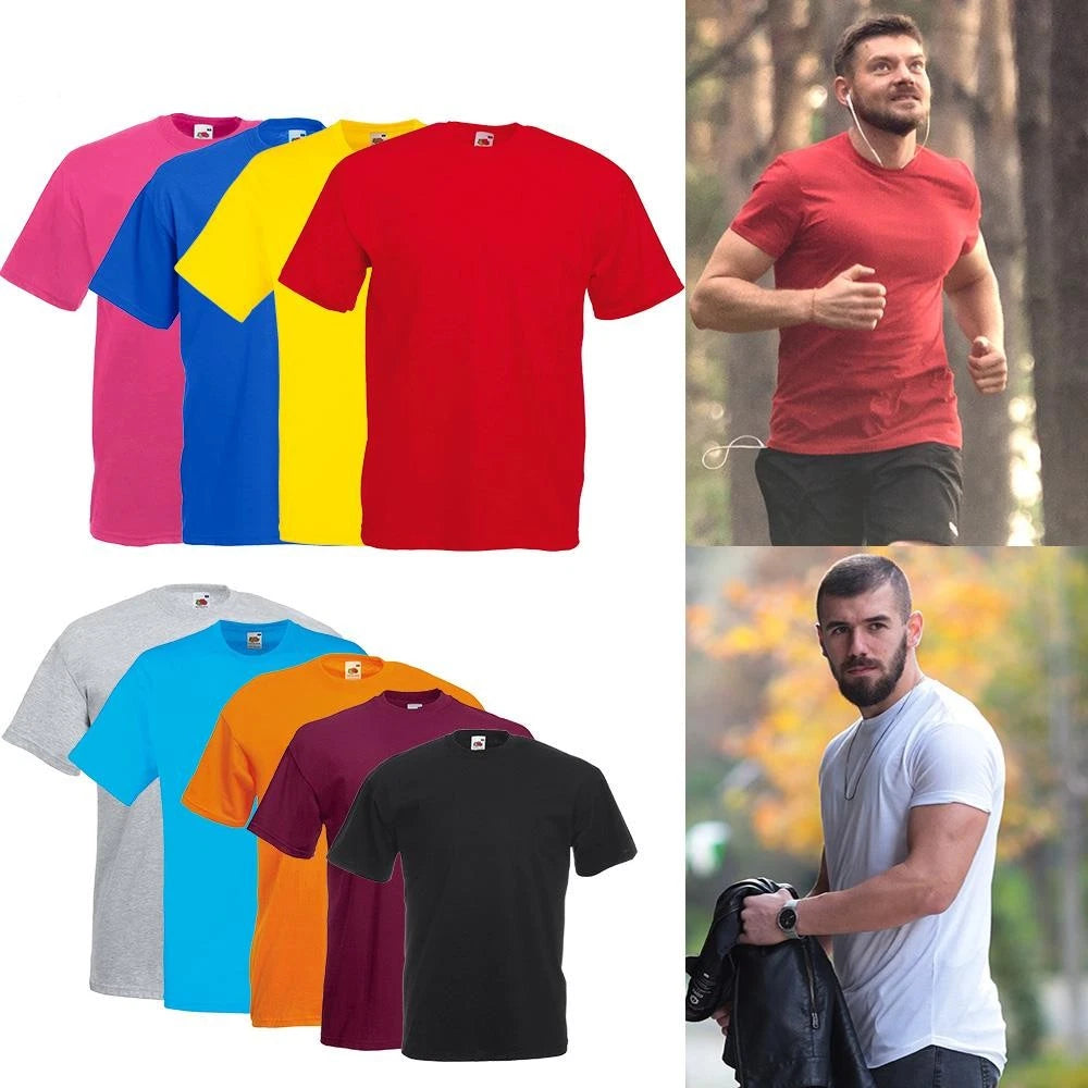 Mens Plain Cotton Tshirt, Crew Neck Short Sleeve Premium Shirts for Summer