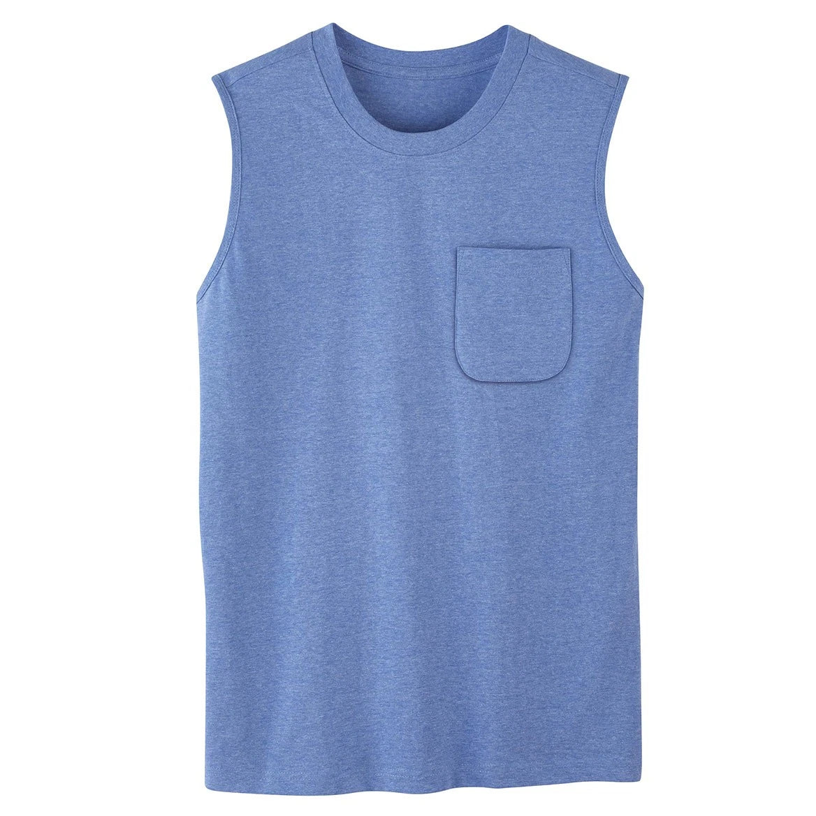 Men's Sleeveless Pocket Crew Neck Tee, Charcoal Heather, XL