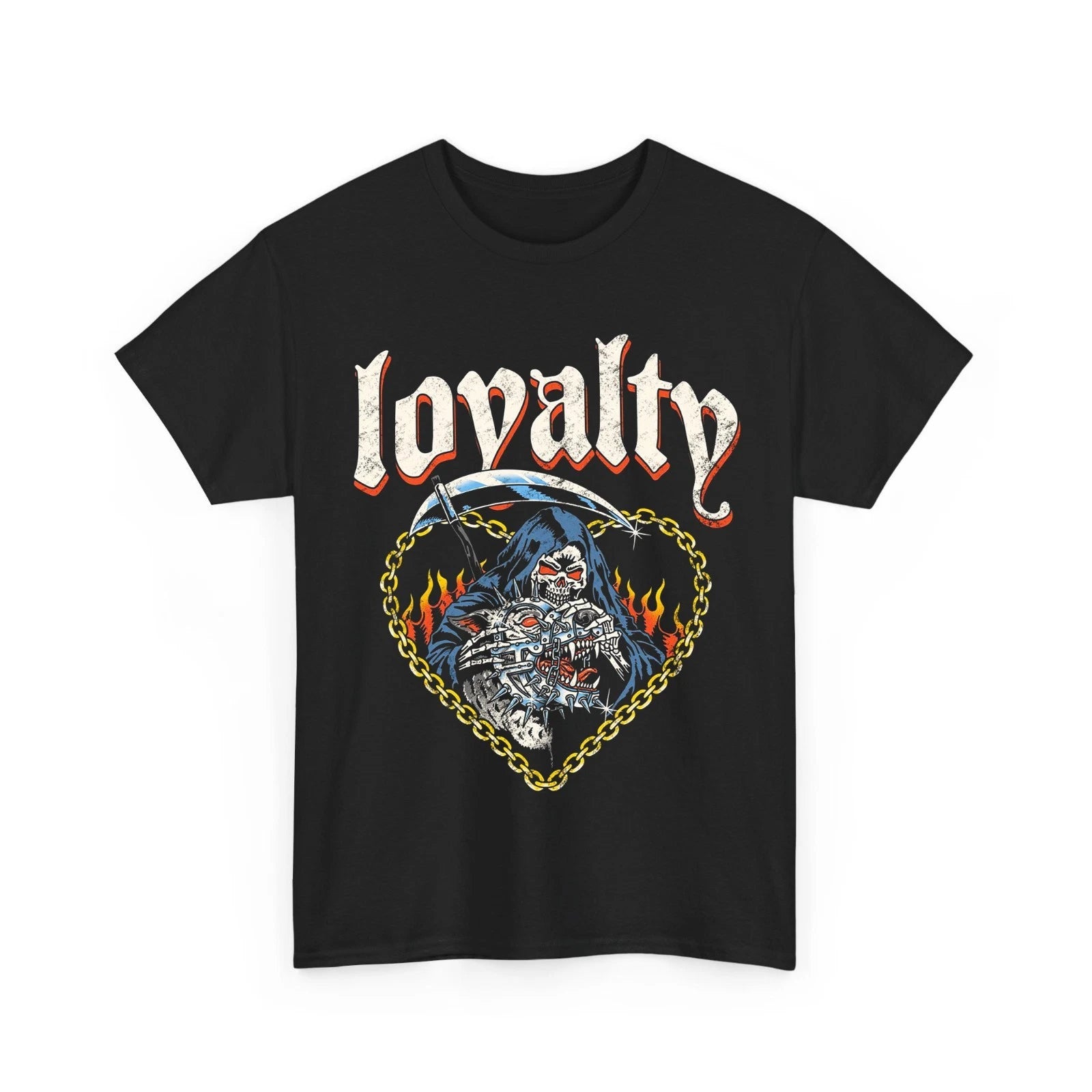 Grim Reaper Holding Wolf Graphic Tee, Dark Aesthetic