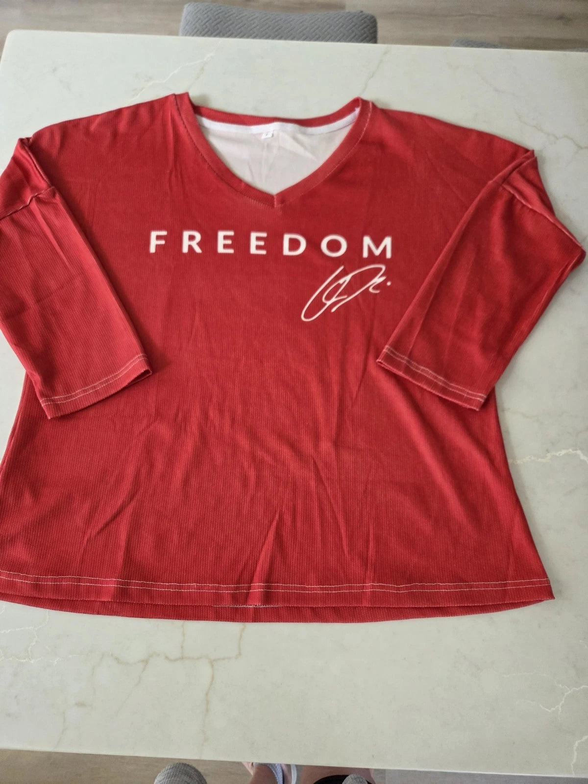 Freedom Charlie Kirk Signature - Memorial Tribute Unisex 3/4 Sleeve Shirt Large