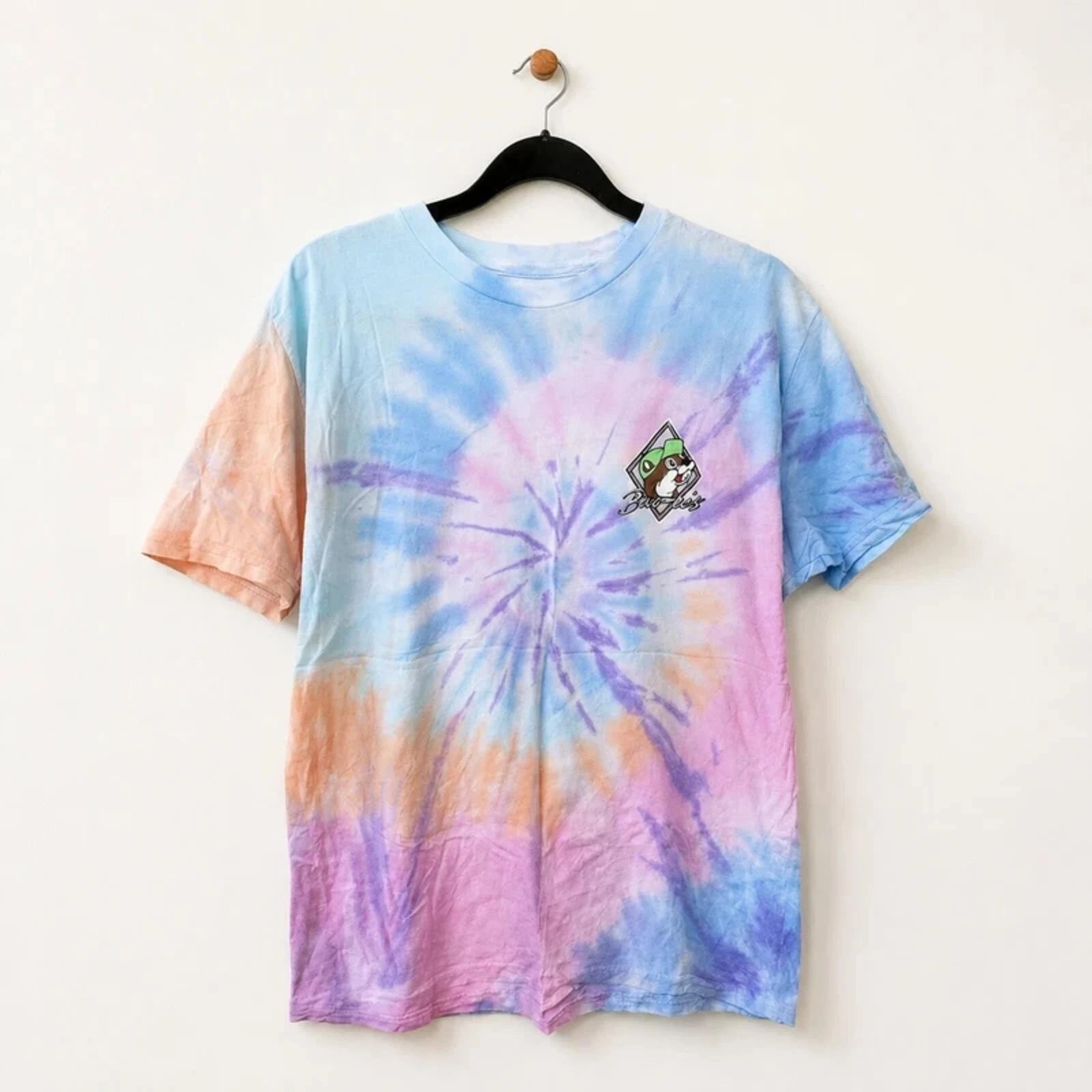 Buc-ee’s Pastel Tie Dye T Shirt Size M Beaver Logo Y2K Festival Casual