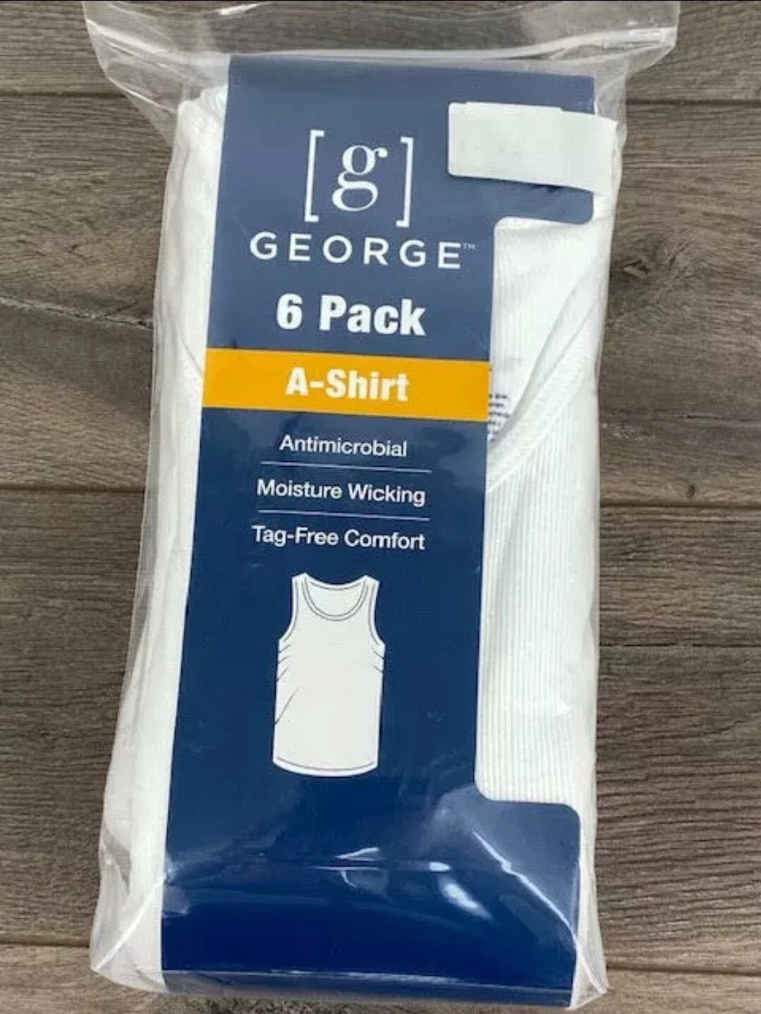 NEW! George Tag Free Comfort A-Shirt Men's, 2XL WHITE, 6-Pack