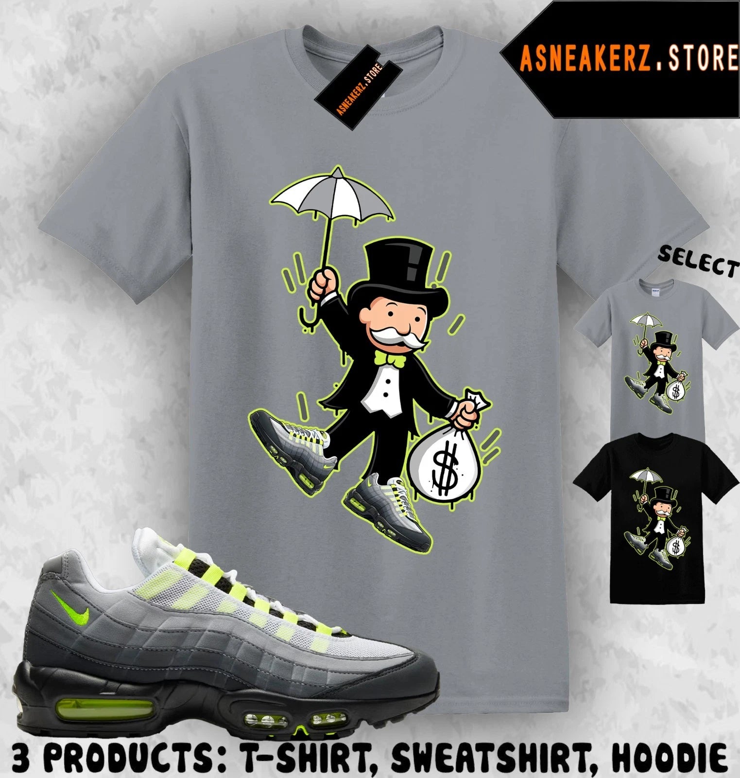Shirt Match AM 95 Big Bubble Neon 2026 Sneaker Matching Tee Sneakerhead Monopoly