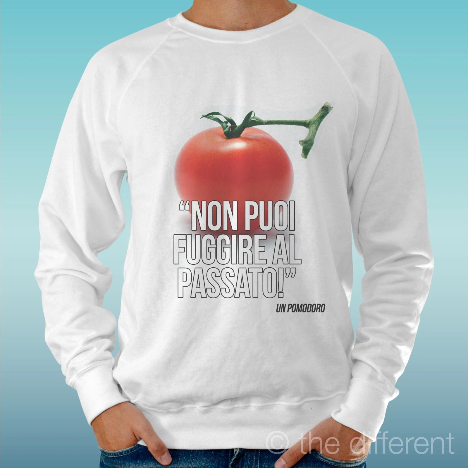 Felpa Man Light Sweater White " Past Tomato Funny " Road To Happiness