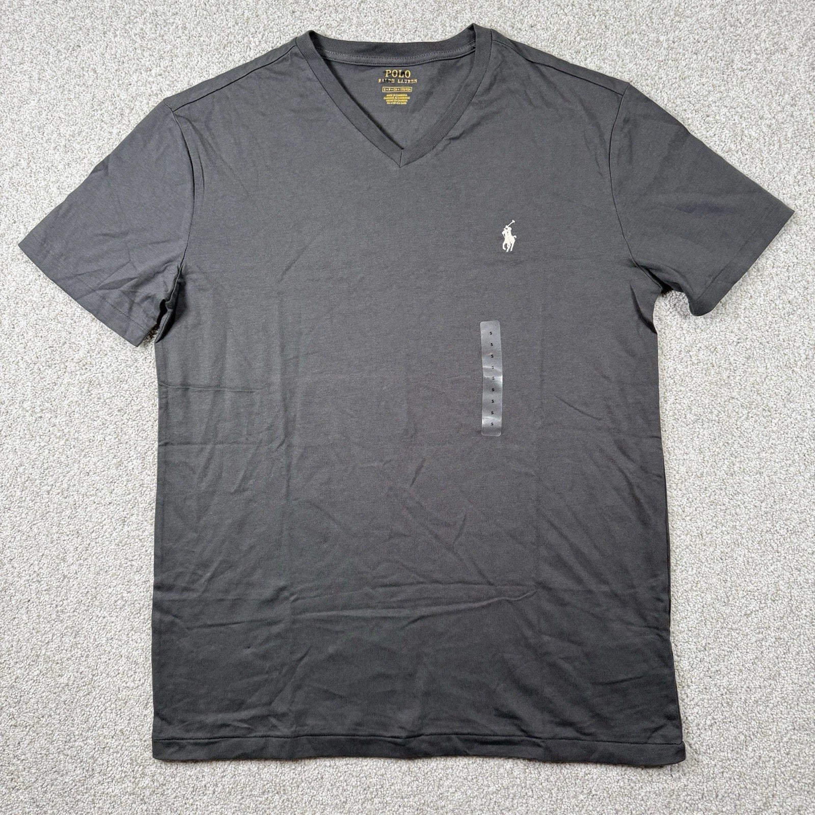 NEW Polo Ralph Lauren Men's Charcoal Gray Cotton V-Neck T-Shirt