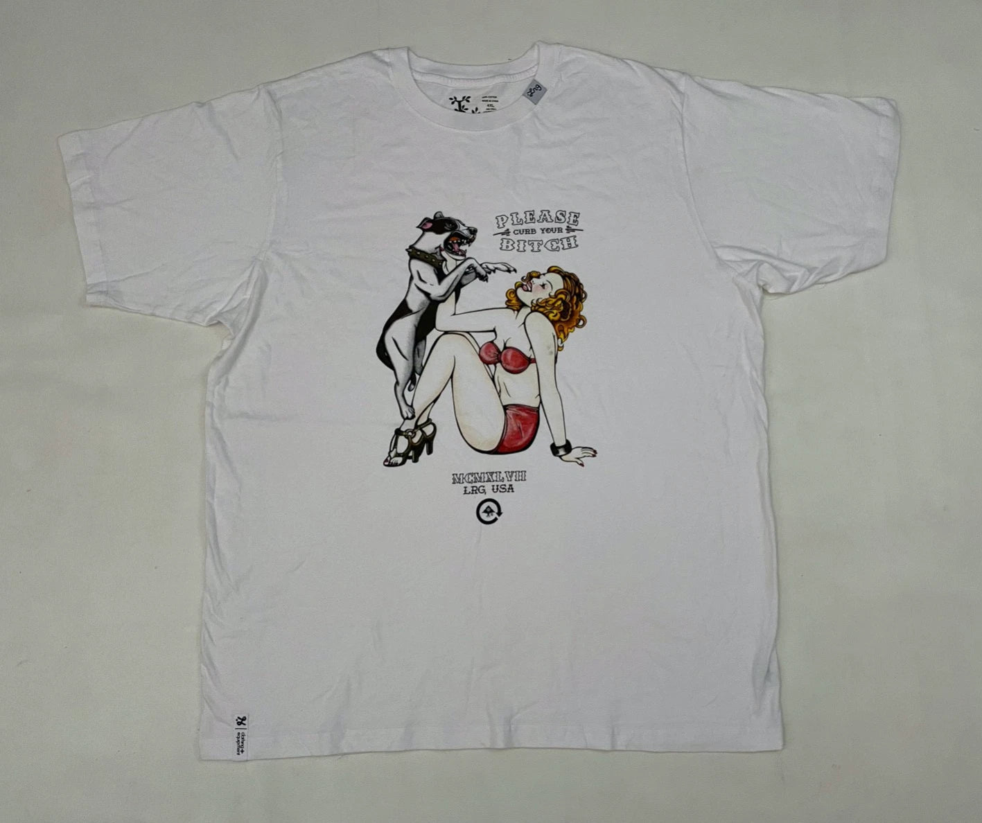 LRG Lifted Research Group Men’s White Cotton Graphic T Shirt Size 4XL
