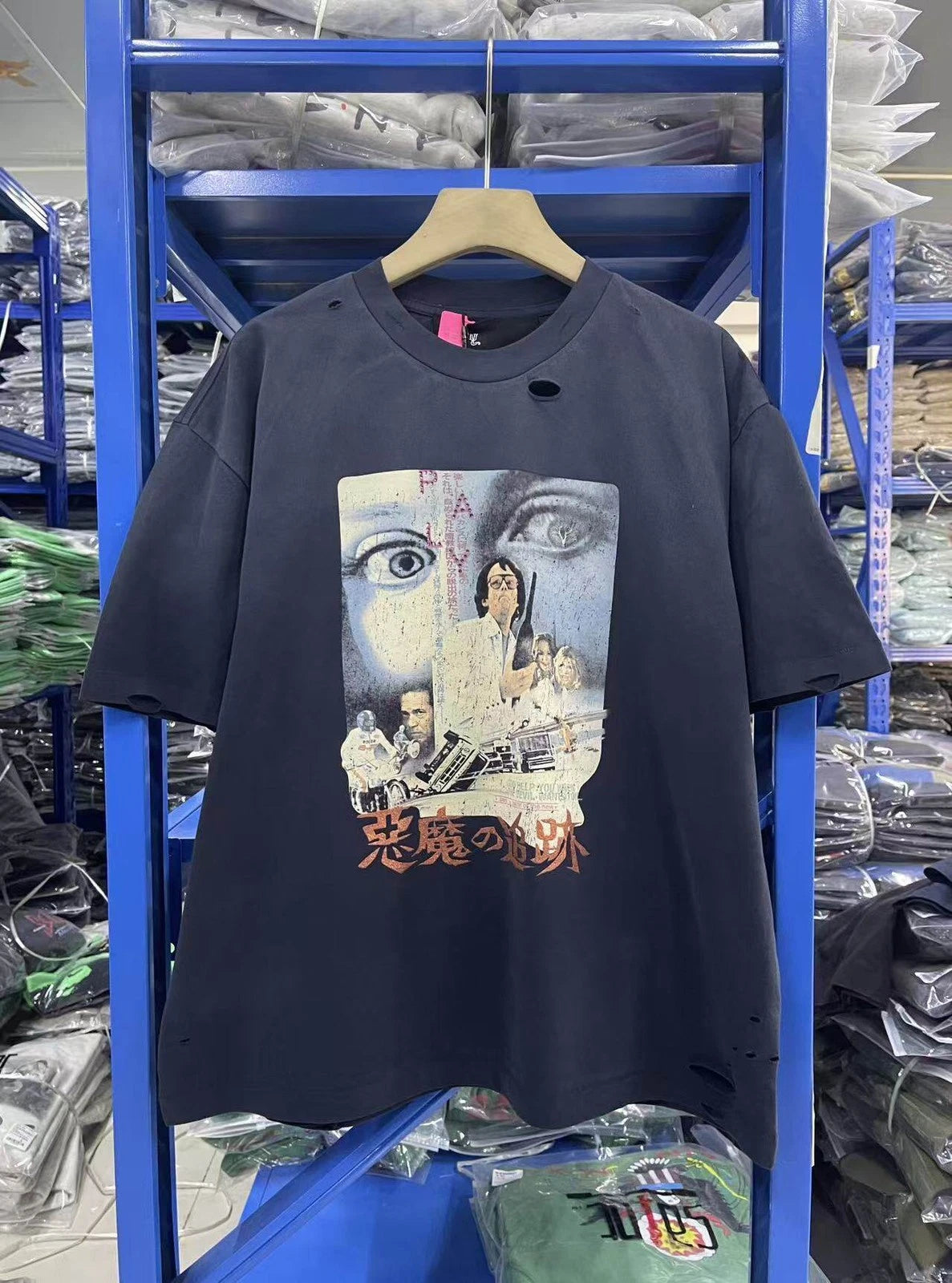 High Street Distressed Printed T-shirt Unisex Streetwear Casual Short Sleeve Top