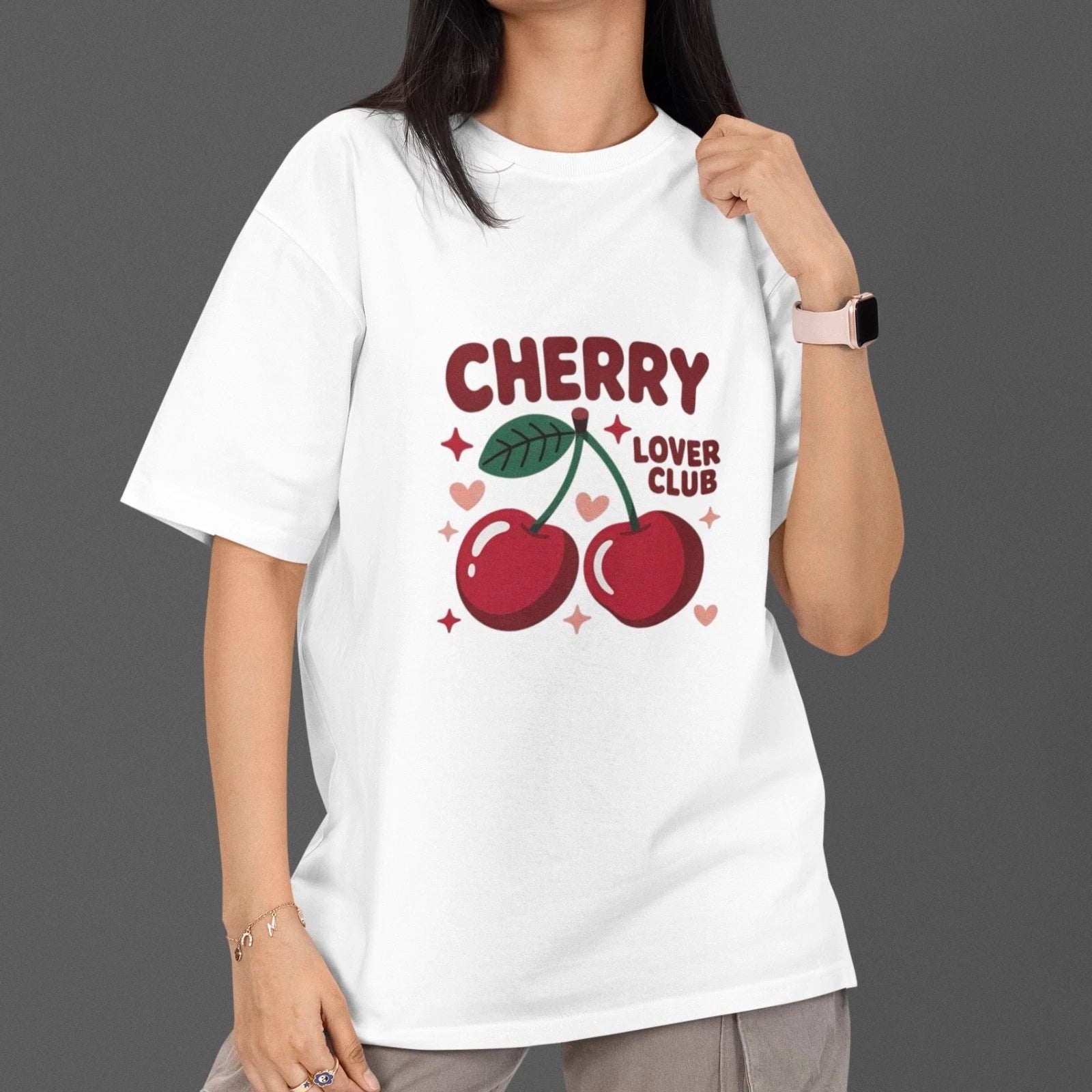 Cherry Lover Club T Shirt Cute Fruit Graphic Tee Aesthetic 100% Cotton Unisex