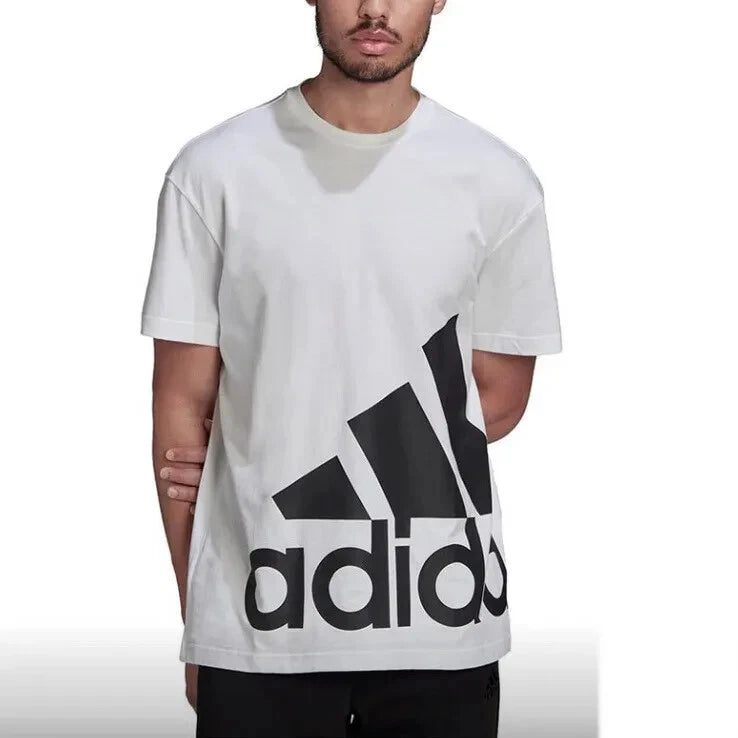 Men's adidas Essentials Giant Logo Tee White w Black logo Size M Oversized NWT