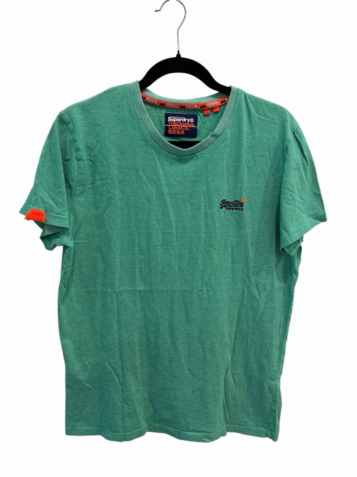 Superdry Shirt Mens Large Green Orange Label Tee Crewneck Logo Casual