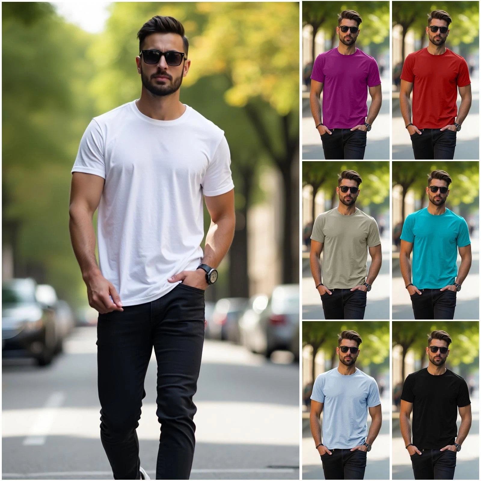 Mens Plain T Shirts Crew Neck Summer Short Sleeve T-shirt Tee Top Multipack Lot
