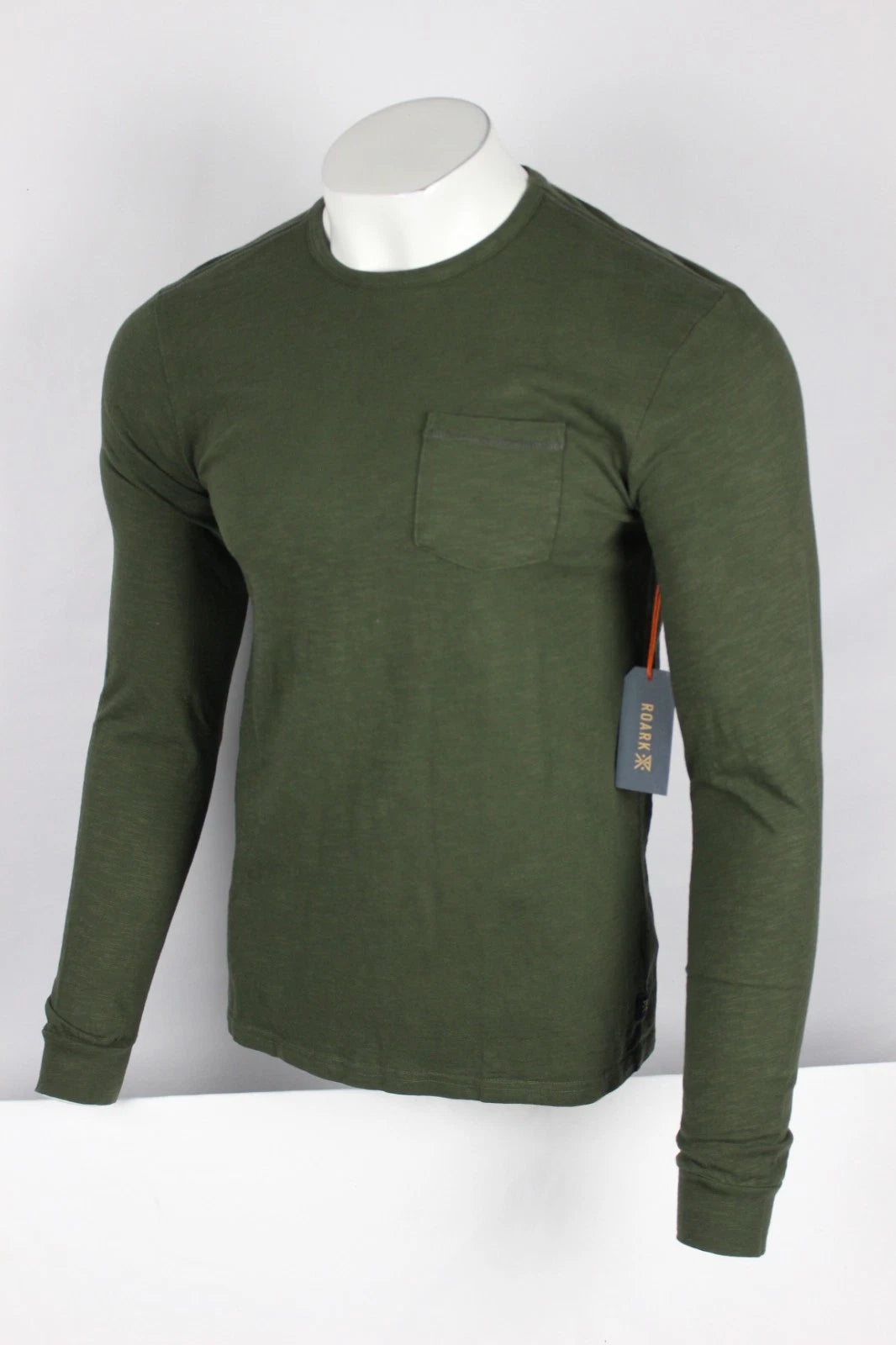 Roark Men's Well Worn Midweight Pocket Tee Long Sleeve Shirt S Small Green