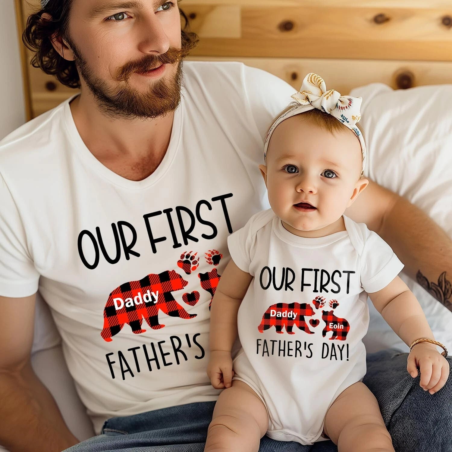 TSHIRT (1192) Our First Father's Day Kids Child Dad Birthdy Baby Matching Shirt
