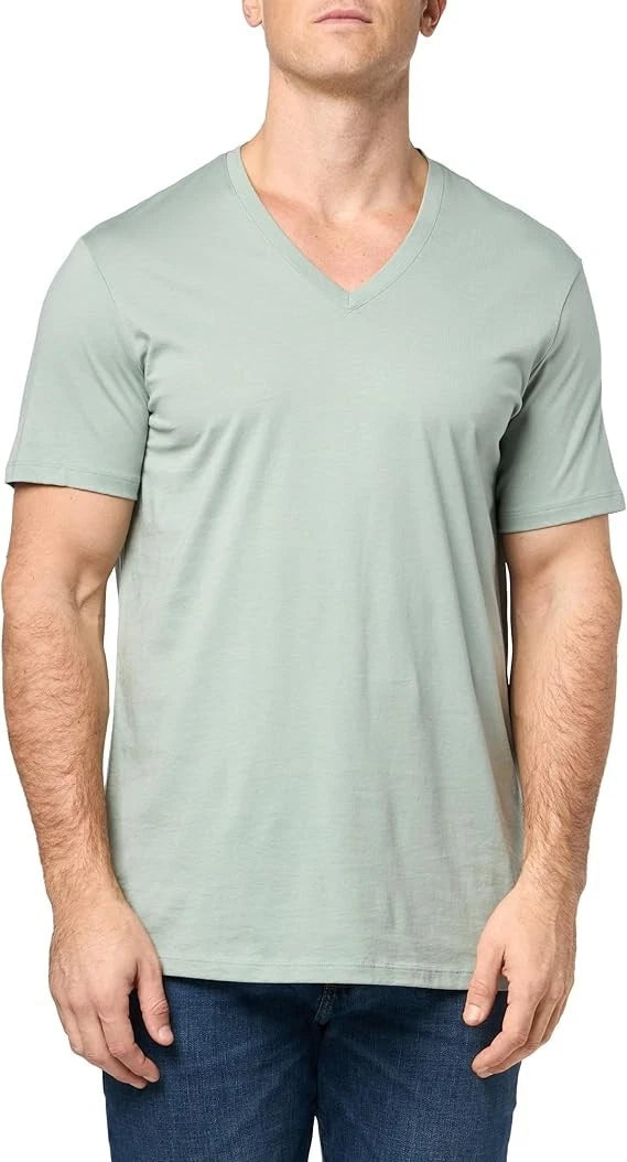 Armani Exchange Men's Short Sleeve Pima Cotton V-Neck T-Shirt, Lead, Medium