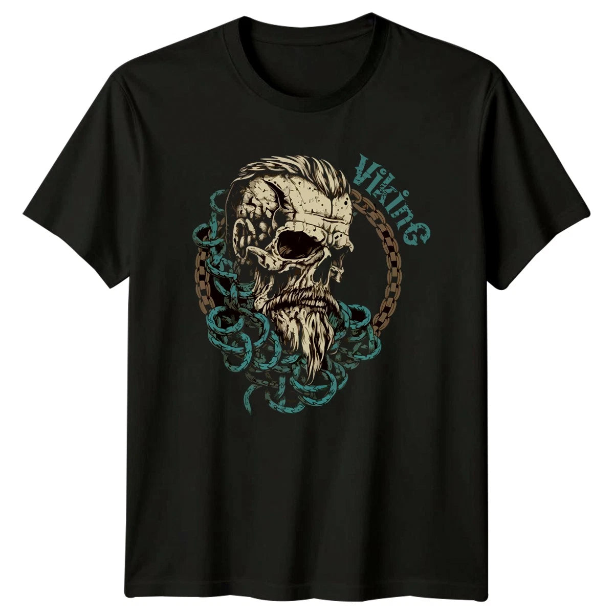 Viking Mens T-Shirt Norse Mythology Skull Birthday Gift For Him