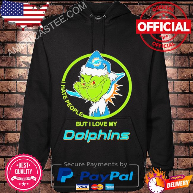 Santa Grinch I hate people but I love my Miami Dolphins shirt
