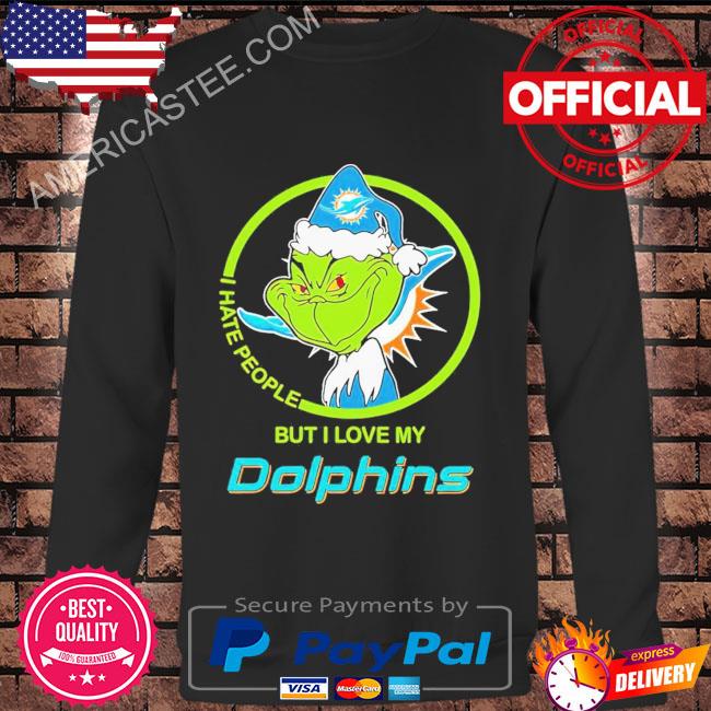 Santa Grinch I hate people but I love my Miami Dolphins shirt