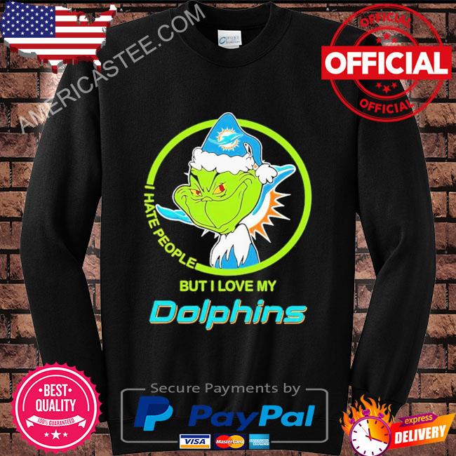 Santa Grinch I hate people but I love my Miami Dolphins shirt