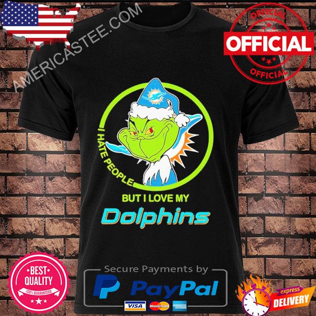 Santa Grinch I hate people but I love my Miami Dolphins shirt