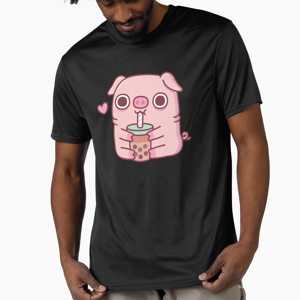 Cute Chubby Piggy Loves Drinking Bubble Tea by rustydoodle T-Shirts, Hoodie, Sweatshirt | BlankRebels.com (Image 1)