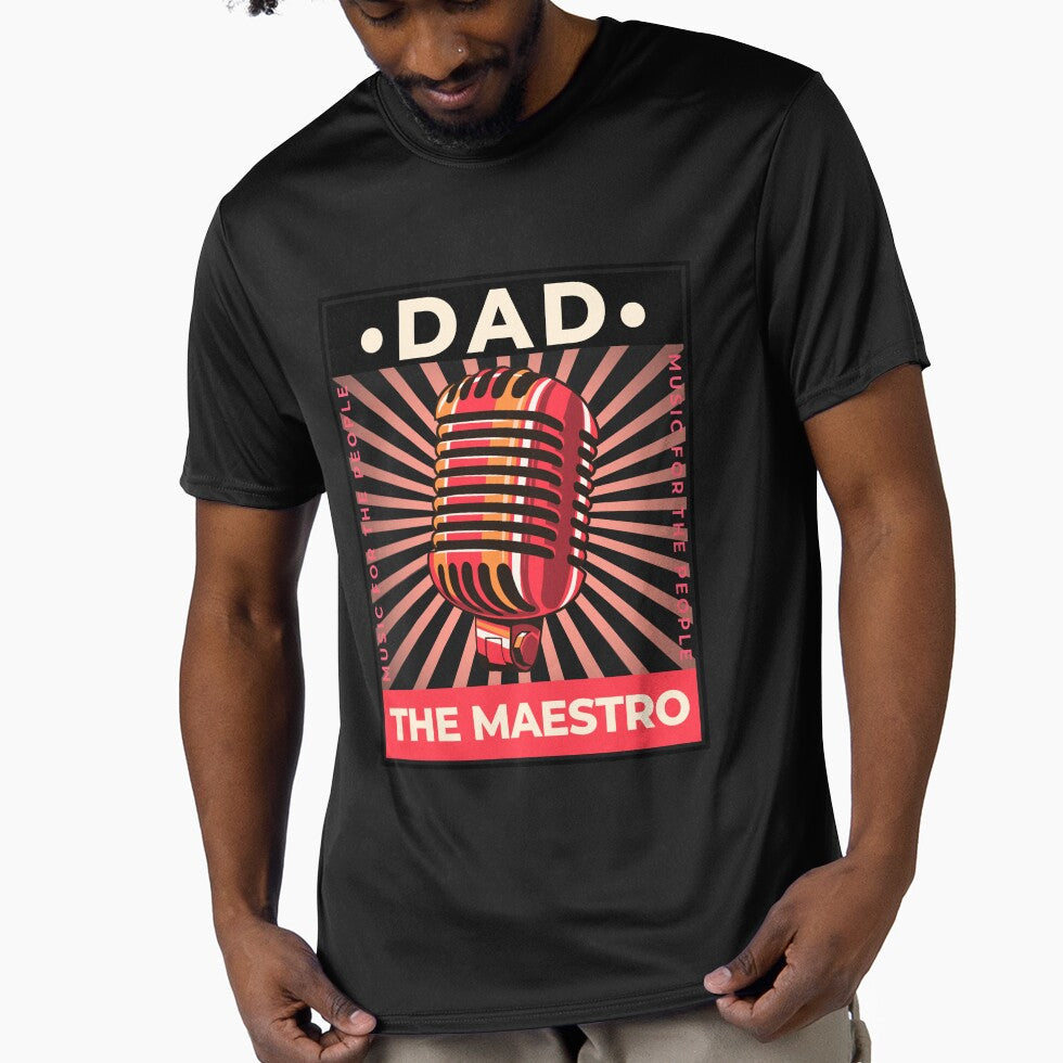 Dad: The Maestro Fathers Day Musician Microphone Retro by Winter--Flowers T-Shirts, Hoodie, Sweatshirt (Image 1)