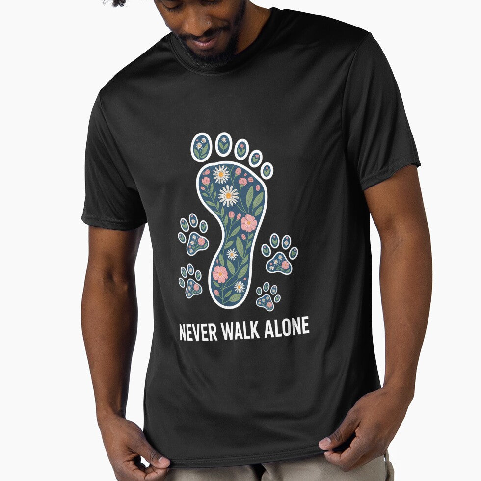 Alone Never Paw Walking Dog Flower Animal Pet Lover by EllenJast T-Shirts, Hoodie, Sweatshirt | BlankRebels.com (Image 1)