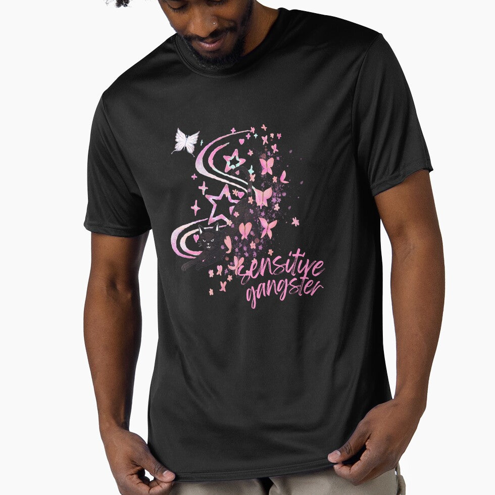 Sensitive Gangster Black Cat Butterfly by karolina lindy